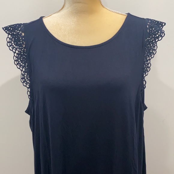 LOFT LACE TRIM SWING DRESS IN FOREVER NAVY - Picture 5 of 9